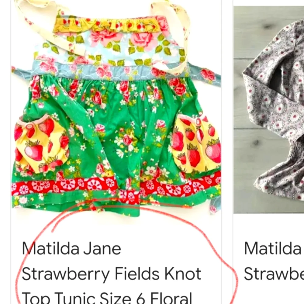 Matilda Jane strawberry fields knot Tie Dress/Tunic, Girls size 6 - Picture 7 of 7